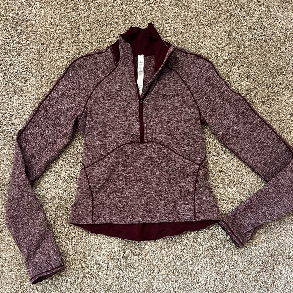 Lululemon athletica Maroon Heathered Quarter-Zip Sweatshirt